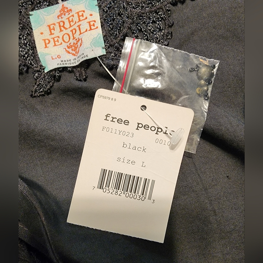 Free People Gray Embroidered Mini Dress Size Large NWT - Picture 7 of 9